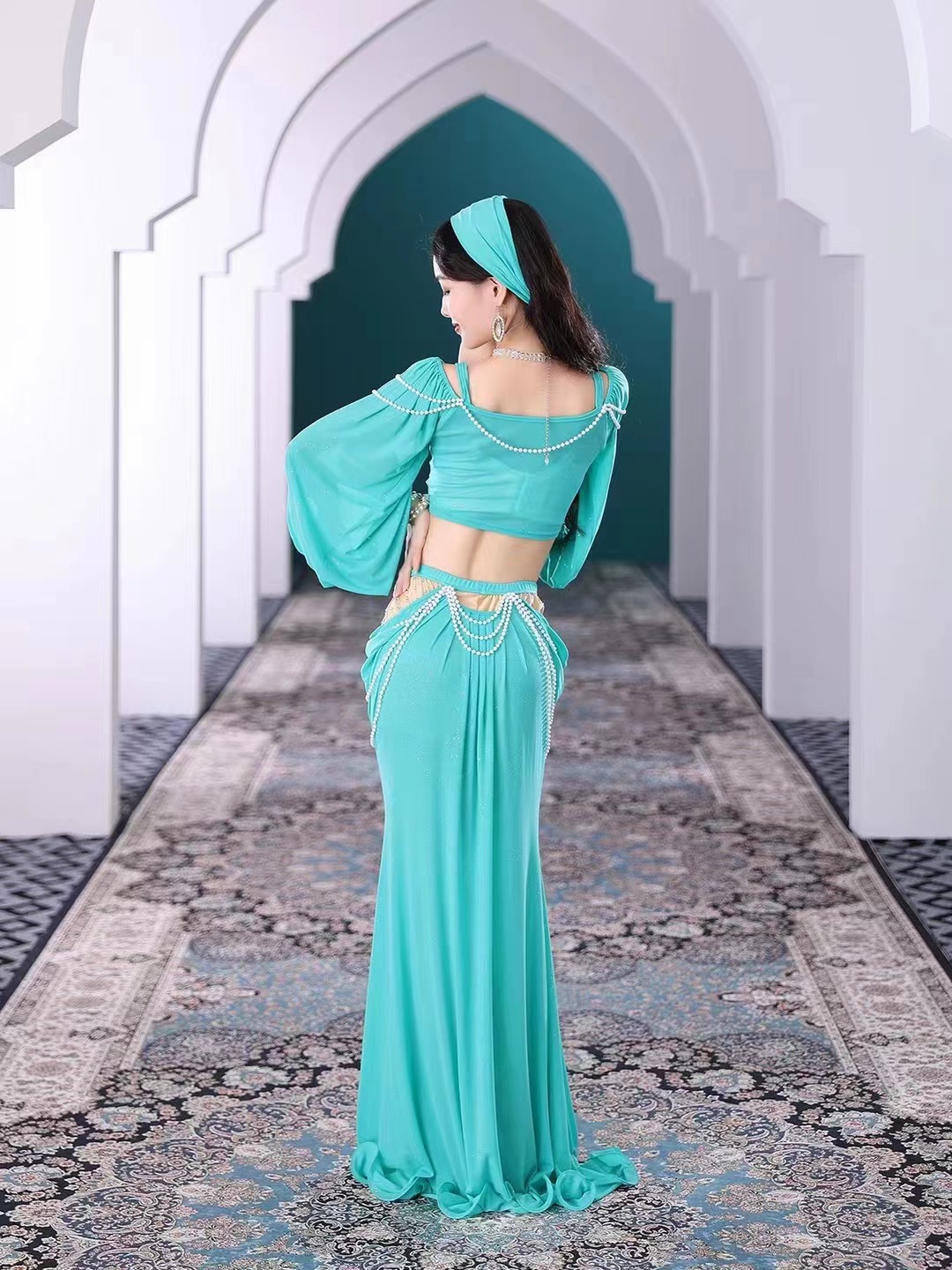 belly dance casual style oriental dance long skirt costumes With head jewelry S M L 5065H